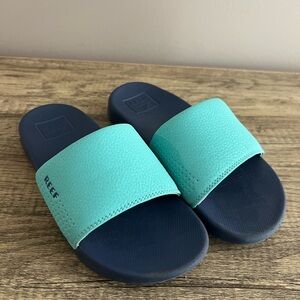 Reef Teal and Dark Blue Slide Sandals